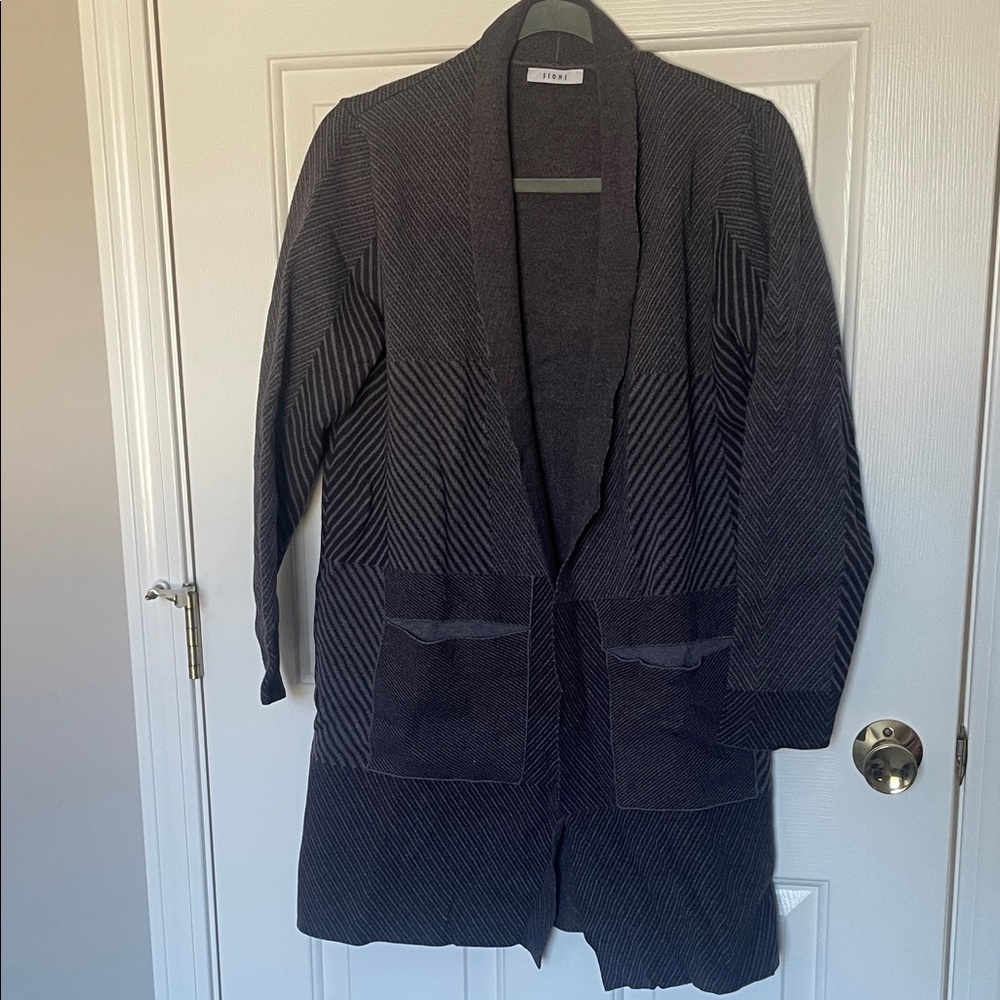 Sioni Black and Gray Women's Cardigan